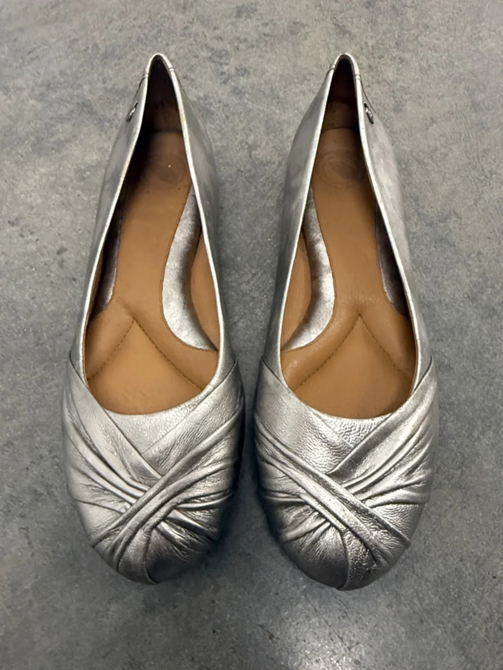 Nurture Silver Pleated Toe Ballet Flats